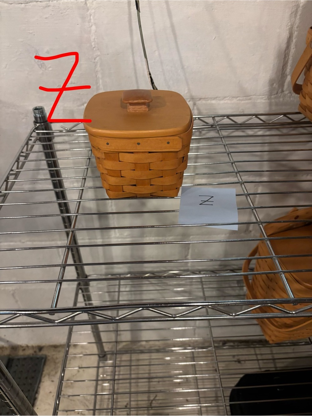 Longaberger Small Woven Wood Storage Basket with Lid - Tan